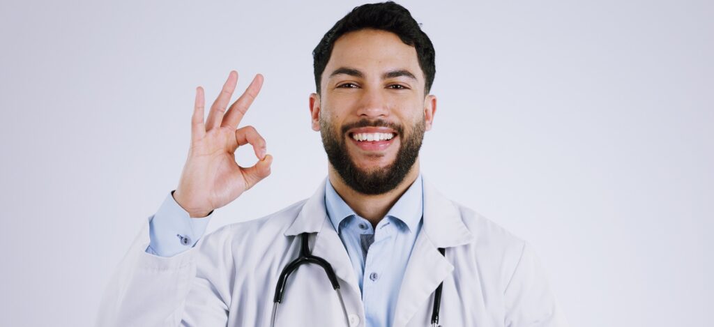 happy-man-portrait-and-doctor-with-ok-sign